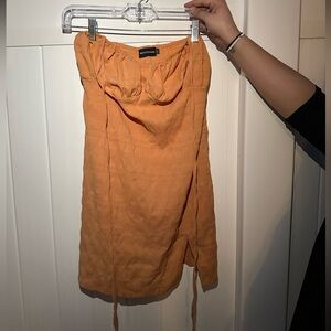 Pretty Little Thing Tangerine Dress with Neck Tie